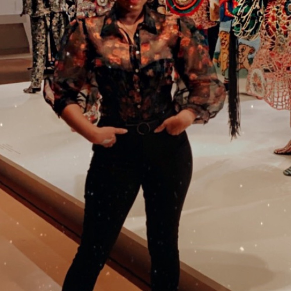 F21 Sheer Floral Blouse